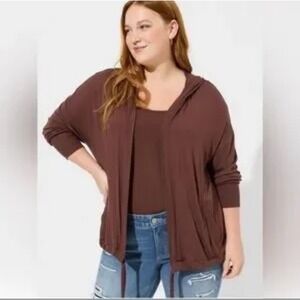 Torrid Super Soft Knit Cardigan Hooded Duster Brown Size 2 2X